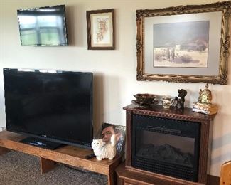 Large tv and electric fireplace