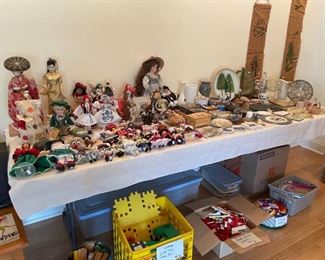 FOREIGN DOLLS, BOXES, PLATES  KNICK-KNACKSLITTLE, TIKES, LEGOS