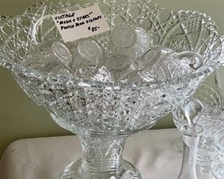 DEPRESSION ERA PUNCH BOWL SET "MOON AND STARS" UNBLEMISHED