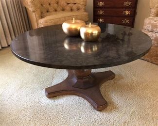 Marble topped round coffee table