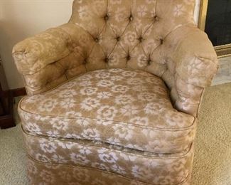 (3) gold upholstered armchairs