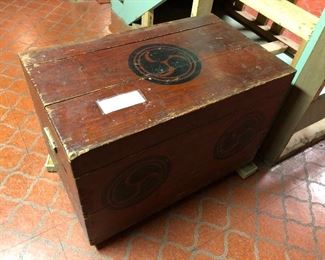 Antique wooden crate made in 1944 in Okinawa