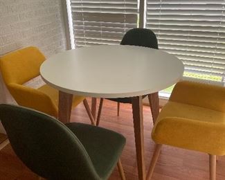 Breakfast table and mid century style chairs 