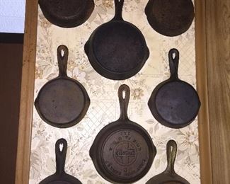 Miniature cast iron skillets. 
