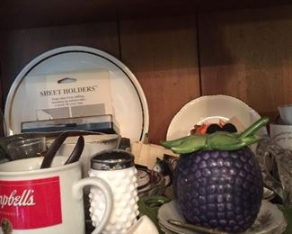 Campbell’s soup mug, vintage peep tow pump and jam jar. 