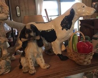A fun pair of dogs and a basket of veggie shakers to add spice. 