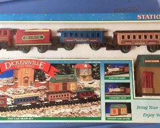 A holiday train adds fun and movement to snow villages and under trees. 