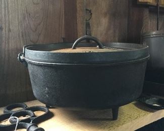 Covered 12-inch Dutch oven and an extra large skeleton key. 