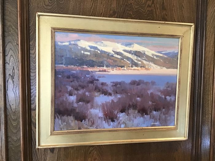 Frozen Sundown Colorado Mountains Oil on Linen by Strickland  with documentation