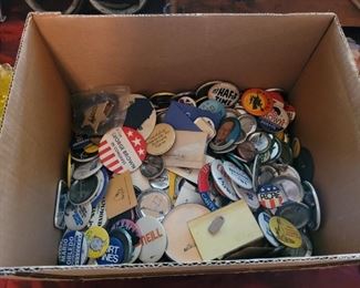 Hundreds of vintage campaign buttons