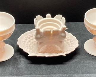Vintage Shell Pink Milk Glass