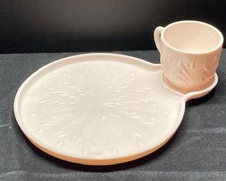 Vintage Shell Pink Milk Glass