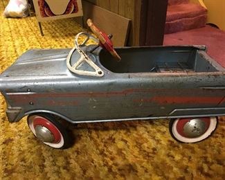 Atkins pedal car. Manufactured by Murray for Atkins in Ohio. Comes with Murray wheels. This is a rare pedal car. Very few were actually made for Atkins.