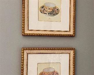 Beautifully custom framed tea cup images.