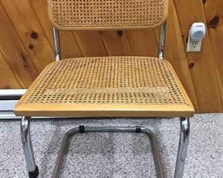 Steel chair with Rattan seat and back