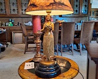 Hawaiian Hula Lamp, She "Hulas" When Light Is On, Signed