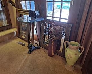 Glass Top Table, Vases