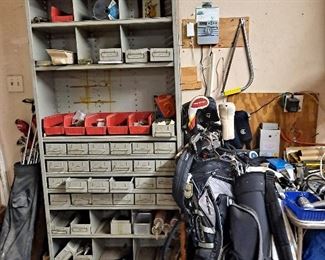 Metal Shelving, Golf Clubs