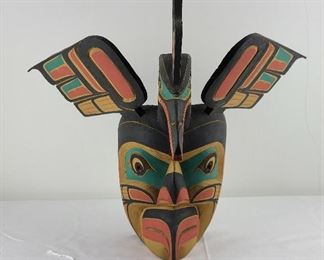 Wooden Ceremonial Mask Haida Dance Pacific North West. 