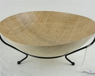 Mid Century Modern Center Piece Formed Fiberglass Type Bowl with Metal Stand. 