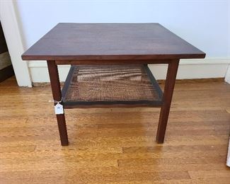 Mid Century Modern Table with Bamboo bottom . 