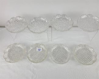 8 American Brilliant Cut Glass Shallow Dishes ABC Possibly Hawkes Crystal 