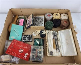 Lot of Sewing Notions Esso Needles Victorian Crochet Darning Egg 