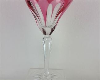 Antique French Crystal Baccarat Roemer Cased Glass Rose Wine Goblet 