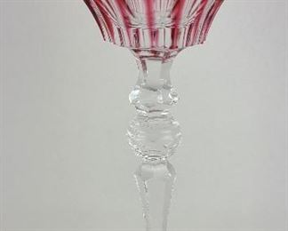 Antique German Cased Glass Wine Goblet Copper Wheel Engraving