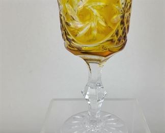 Antique French Crystal Saint Louis Citrine Cased Glass Goblet Wine 