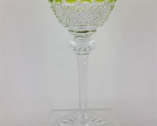 Antique Chartreuse  Val Saint Lambert Cased Glass Crystal Wine Goblet Saint Louis French 