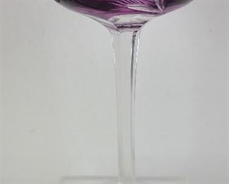 Antique Purple Val Saint Lambert Cased Glass Crystal Wine Goblet Saint Louis French 