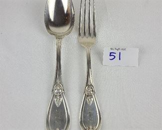 Tiffany and Company Dessert Spoon 70.5g  & Matching Fork 66.1g