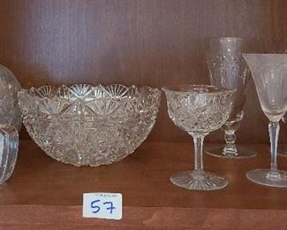 Lot of ABC American Brilliant Cut Crystal Glass Rose bowl , Champagne 