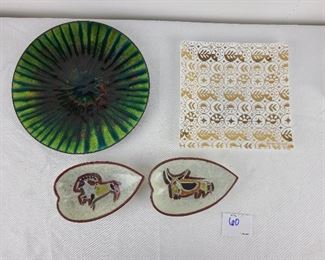 Mid Century Modern Italian Pottery and Glass Dishes 