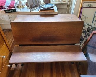24" x 30.5" antique child's desk/bench.  Wood and cast iron.  Good shape with ware.  