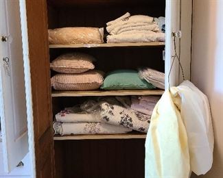 Upstairs Linen Cabinet Contents Pillows Coverlets Towels, bath mats and more