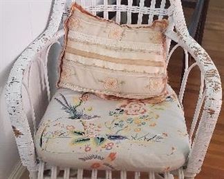 Vintage Wicker & 2 Antique Balloon Chairs

Wicker 32" high at the back
Balloon Chairs are 35" at back.
