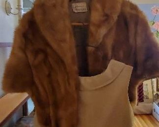 
Nice women's fur walking jacket and vintage gold shirt.  Both in good shape.  Fur has some age ware. Both are from Miami. Shirt is from Serafiuo's
 Preview for size and further details. Most of the women's clothing is 8-12
