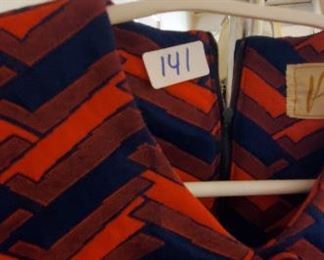 
Fun 1970's women's dress, zipper back.  Good shape.
 Preview for size and further details. Most of the women's clothing is 8-12