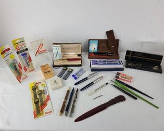 
Vintage Ink & Ball Point Pens Waterman's Cross

2 Waterman's, Cross, fountain pens, pencils, refills, refill for Mont Blanc, eraser refills and more.  Several never used and in original boxes.  Preview for full details/contents

