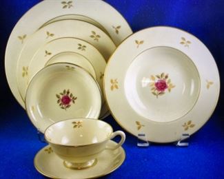 Lenox Rhodora China service for 12. Many other Lenox accessories. Fruit of Life serving plate and bowl, candlesticks, napkin rings, salt and pepper etc