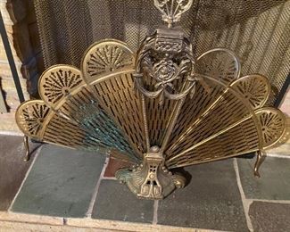 Fireplace Screen, brass.  Folds to Close