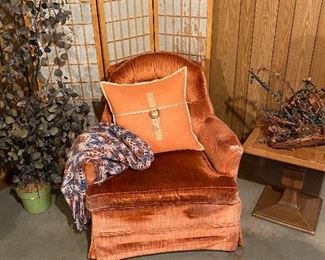 Vintage Crushed Velvet Chair, Ca. 1970.