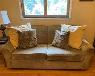 Sage Green Sleeper Sofa, as found