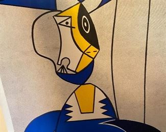 Roy Lichtenstein  Poster "Femme au Chapeau".  An Older Poster, in 'as found' Condition with holes in the corners of the border. 