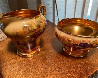 Beautiful Painted Pitcher and Bowl with Gold Interior