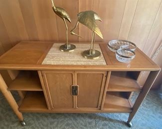 Mid Century Buffet on Castors, Brass Herons