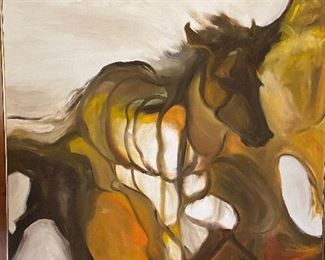 Original Abstract Horse Painting by Local Artist - Nancy Patten