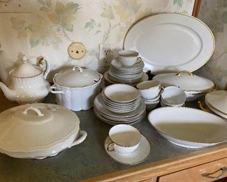 Assorted White China Pieces, some with Gilt Edges